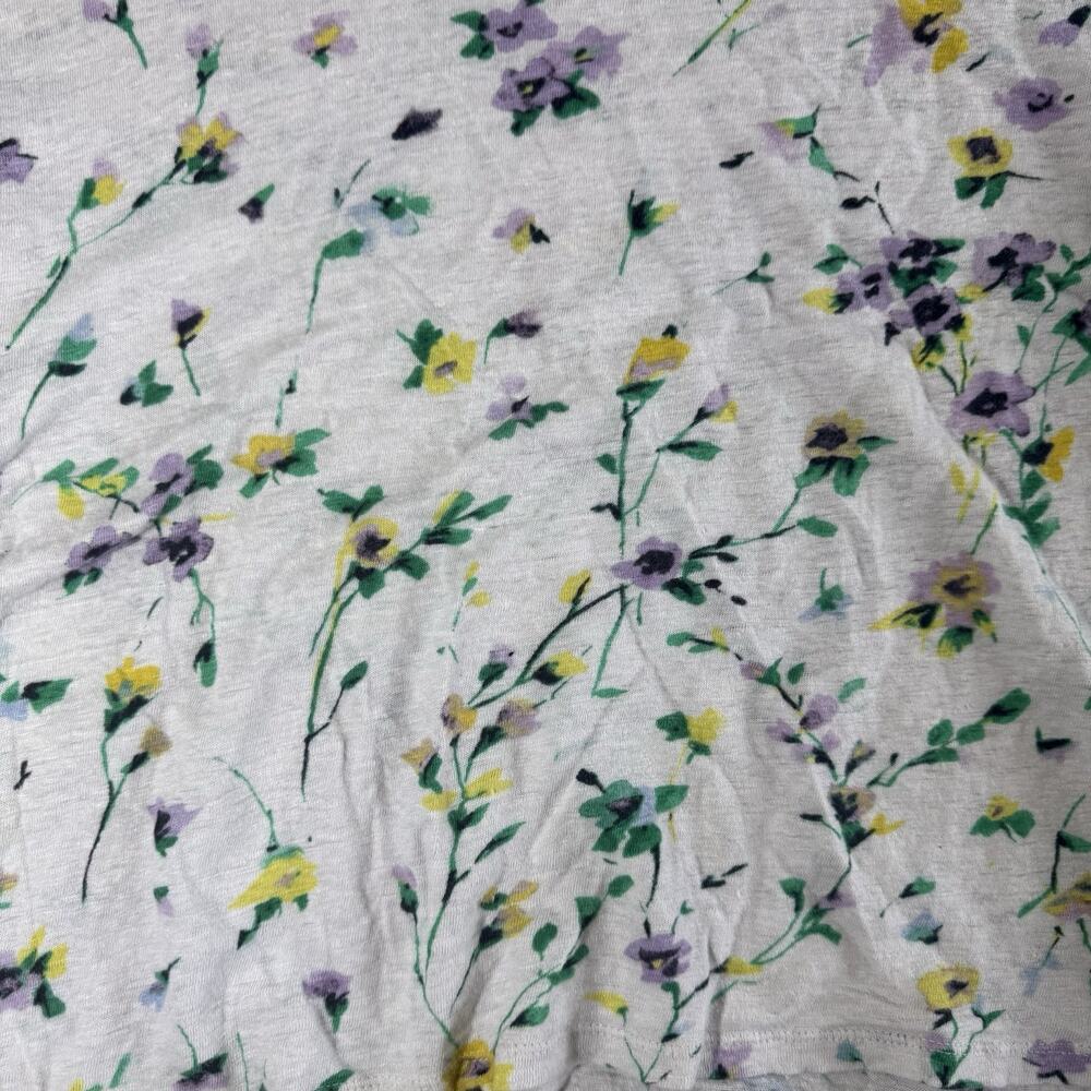 Loft Linen Floral Crop Top Ruffled Short Sleeve 100# Linen Women’s Size XL - Picture 3 of 7